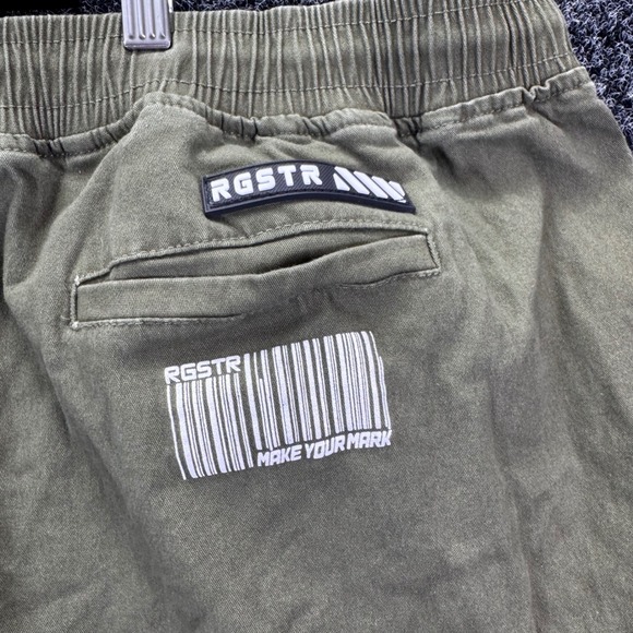 RGSTR Mens Olive Green Cargo Jogger Pants Streetwear Barcode Graphic Size 5X - Picture 4 of 8
